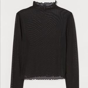 H&M Black Mesh Turtleneck Top